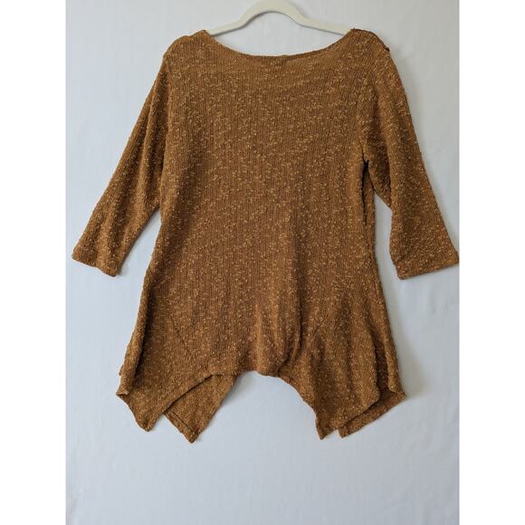 One World Dark Fairy Brown Textured Crochet Knit Top XL Wimsygoth  Sharkbite Hem - Picture 4 of 8